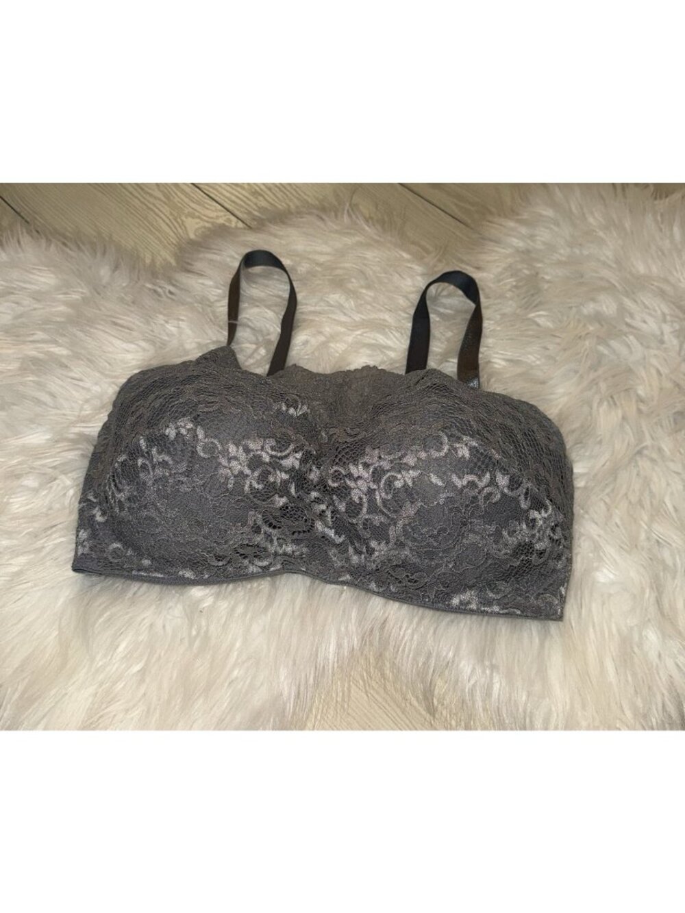 Soma Lace Cami Bra Lightly Lined Underwire Convertible Strap Womens 34DD Gray